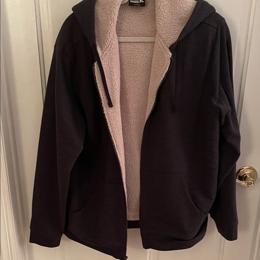 Eddie Bauer Men's Cream Sherpa Fleece sweatshirt zip hoodie size L NWOT